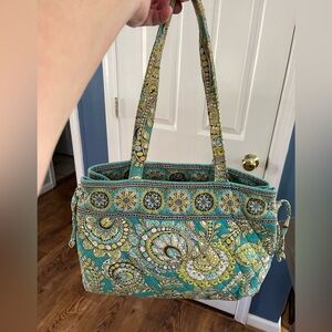 Vera Bradley Teal and Yellow Paisley Tote